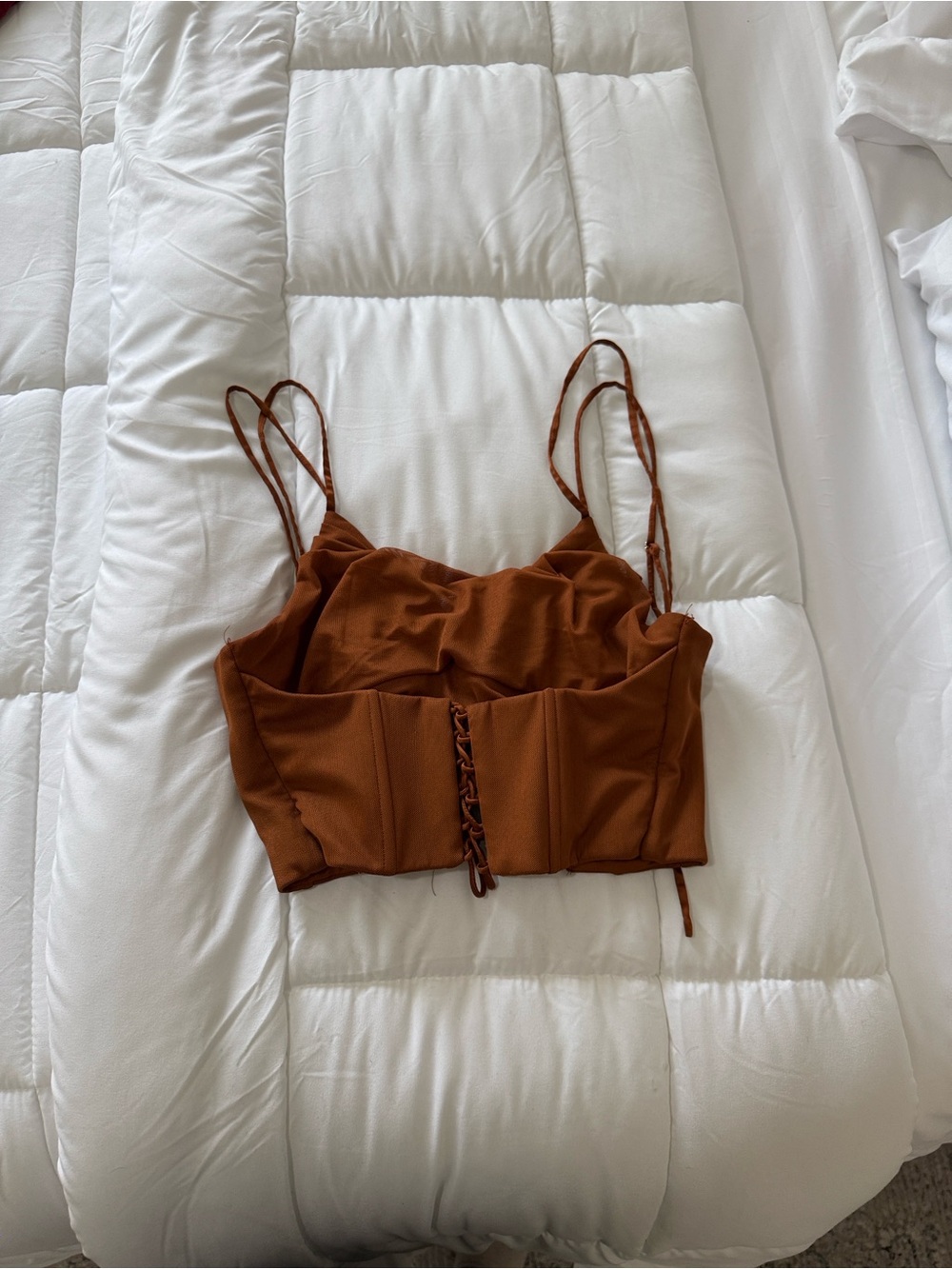 Oh Polly Rust Lace-Up Corset Cami and Bottoms